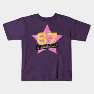 67th Birthday Gifts Women Fabulous - Pink Gold Kids T-Shirt
